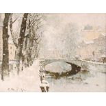 E.Wepsahd, study of a wintry canal scene, signed o