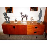 A teak sideboard be Cees Braakman, fitted double cupboard flanked by