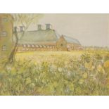 K Ohster, study of Snape Maltings, signed watercol