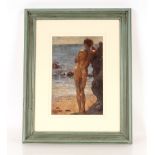 After Henry Scott-Tuke, coloured print of a naked