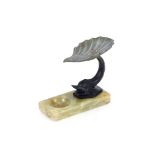 A Spelter dolphin pin tray on onyx plinth