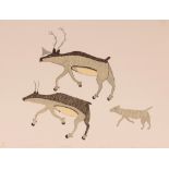 Keeleemeeoomee Samualie (1919 - 1983), "Caribou Chased By Wolf"