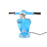 A table lamp, in the form of a blue Vespa, 35cm high