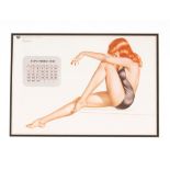 An Esquire Girl Calendar print, dated 1947 in blac