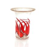 Anthony Stern, bell shaped glass vase having red s
