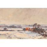 Adam Oliver "Snowy Rural Landscape" signed waterco