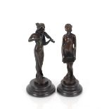 Two bronze figurines of female musicians, 19.5cm h