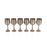 Six pewter goblets