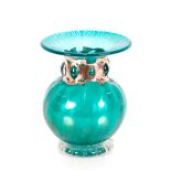 Anthony Stern, green baluster glass vase with rais