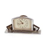 An Art Deco chrome mounted mantel clock