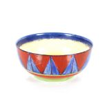 Clarice Cliff, "Bizarre" bowl, minor crack and som