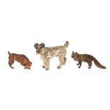 Two cold painted bronze figures of terriers in the