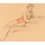 E Meyer 1876-1960, study of a reclining lady, penc