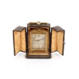 An Art Deco brass cased carriage timepiece by Zeni