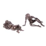 Tom Greenshields (1915 - 1994), a pair of bronzed resin book end figure
