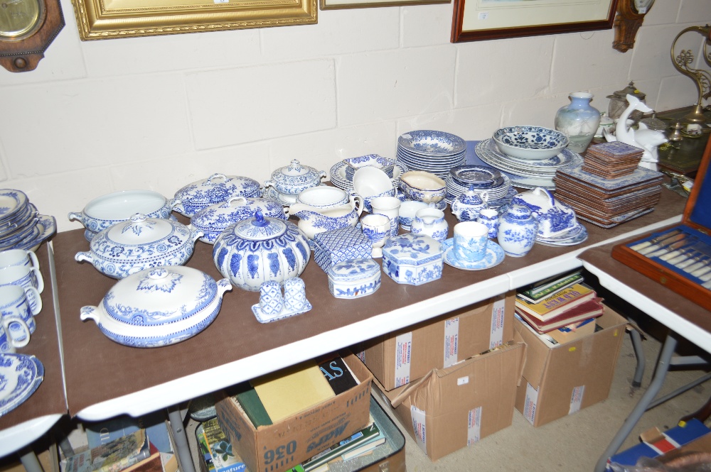 A large quantity of various blue and white china t