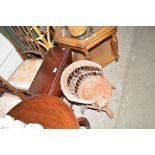 A small mahogany drop leaf table together with a c