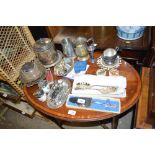 A quantity of silver plated ware etc.