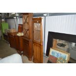 An oak and leaded glazed corner cabinet with, line