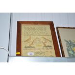 A framed and glazed print of a sampler dated 1806