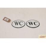 Two enamel "W.C." door signs, approx. 4½" x 3"