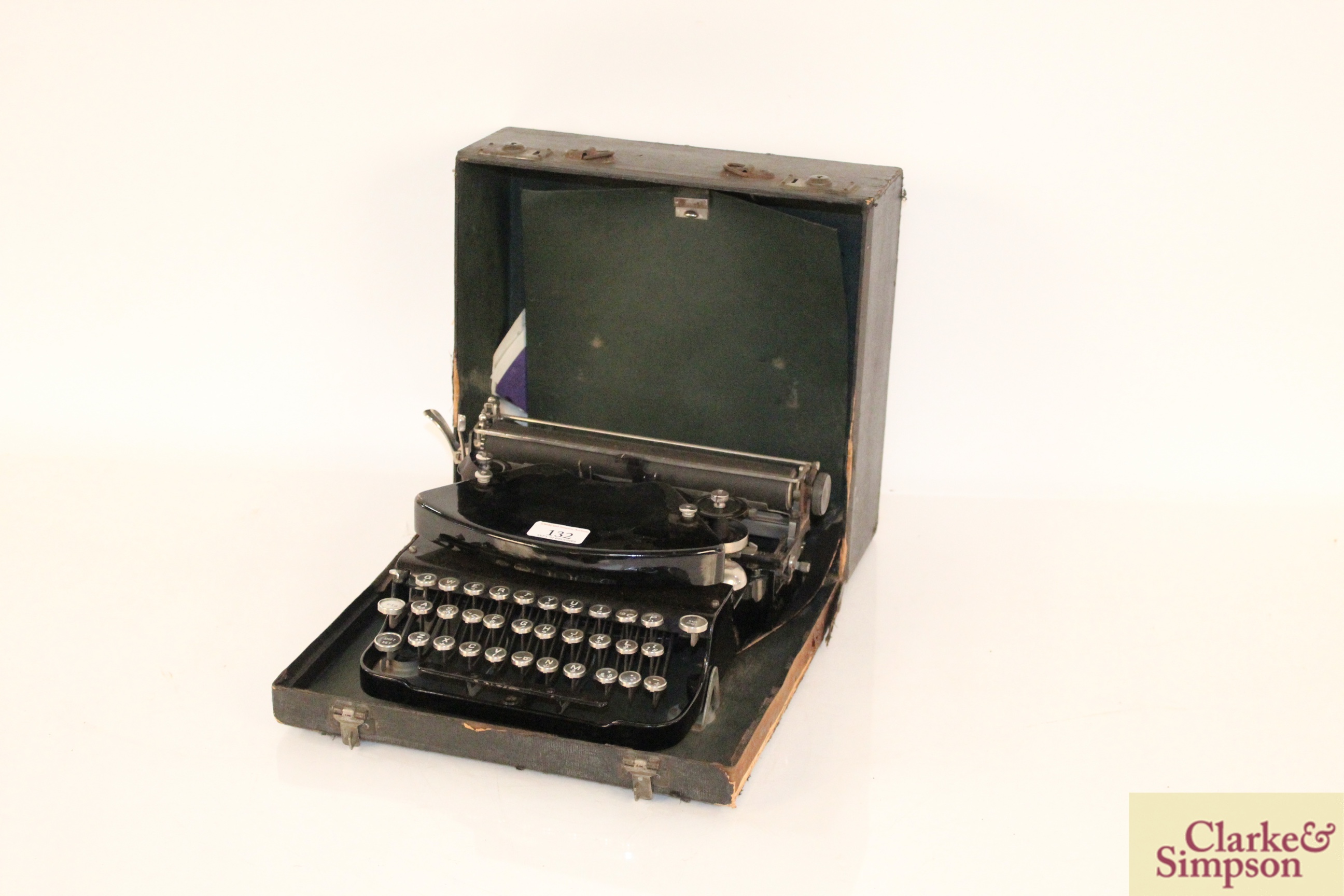 A Blick Universal typewriter in fitted carrying ca