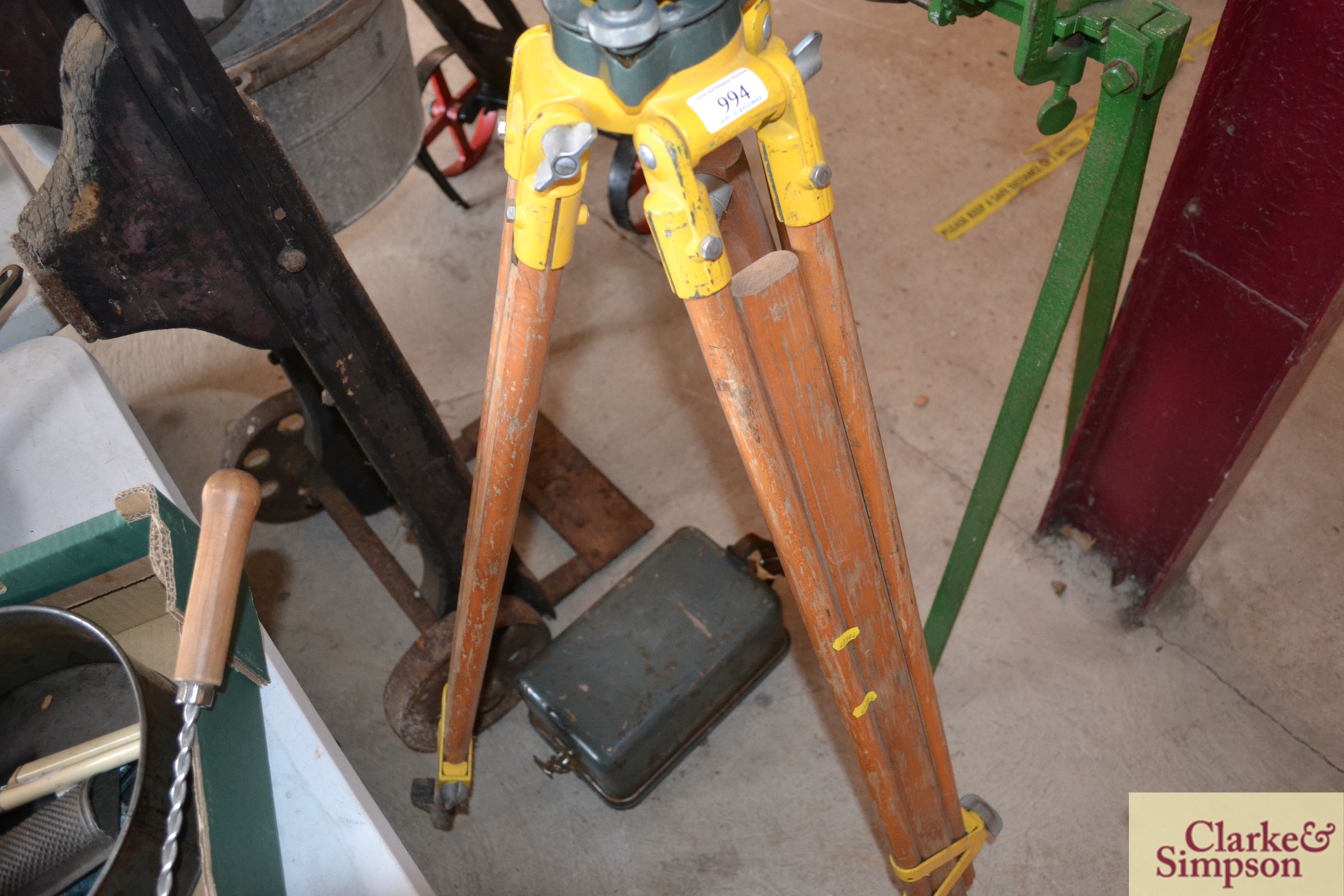 A Watts theodolite on tripod adjustable stand comp - Image 5 of 6