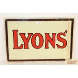 A "Lyons" enamel advertising sign 18" x 27"