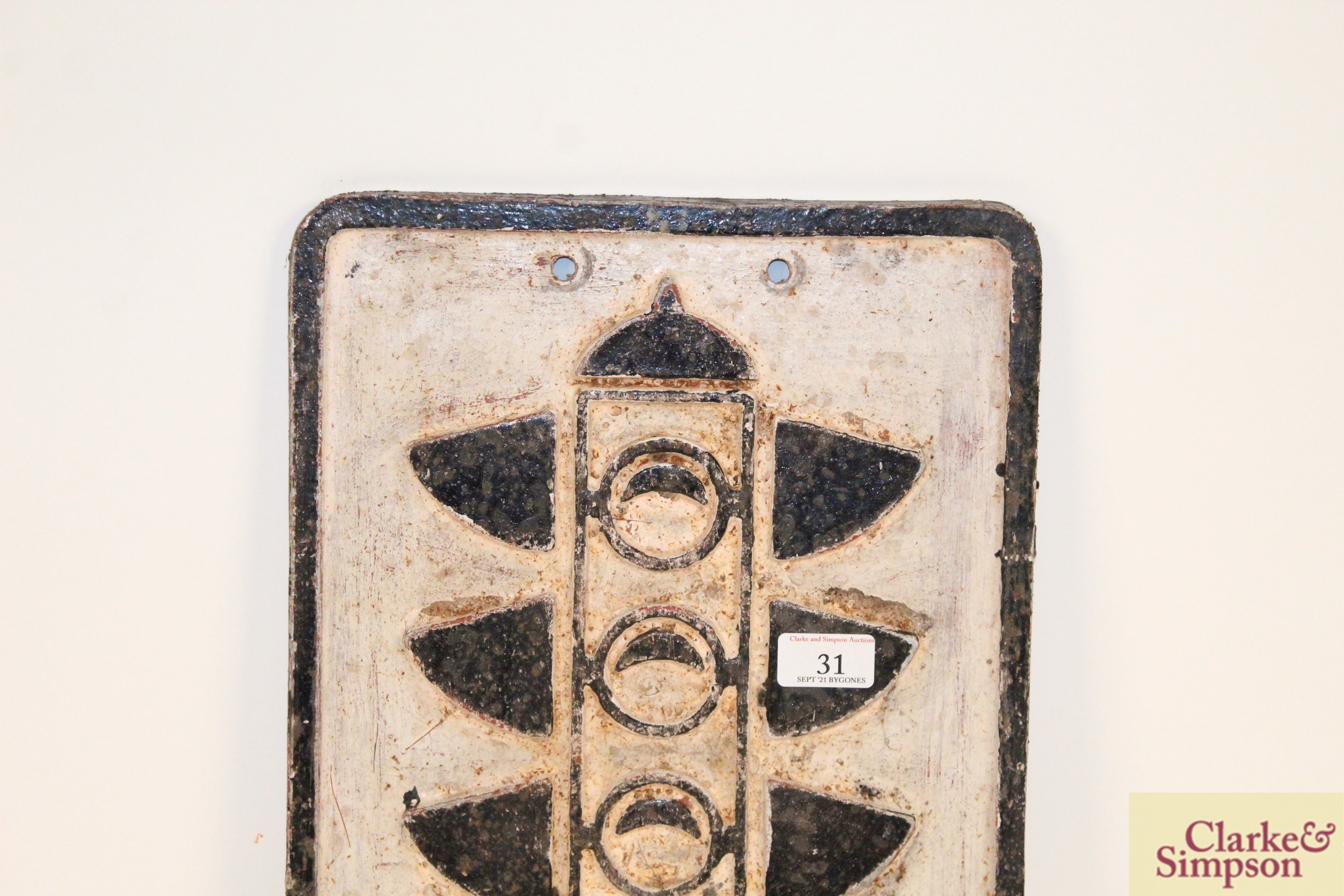 A cast metal road sign "Signals Ahead", 21" x 12" - Image 2 of 5