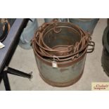 Three galvanised and iron graduated milk buckets w