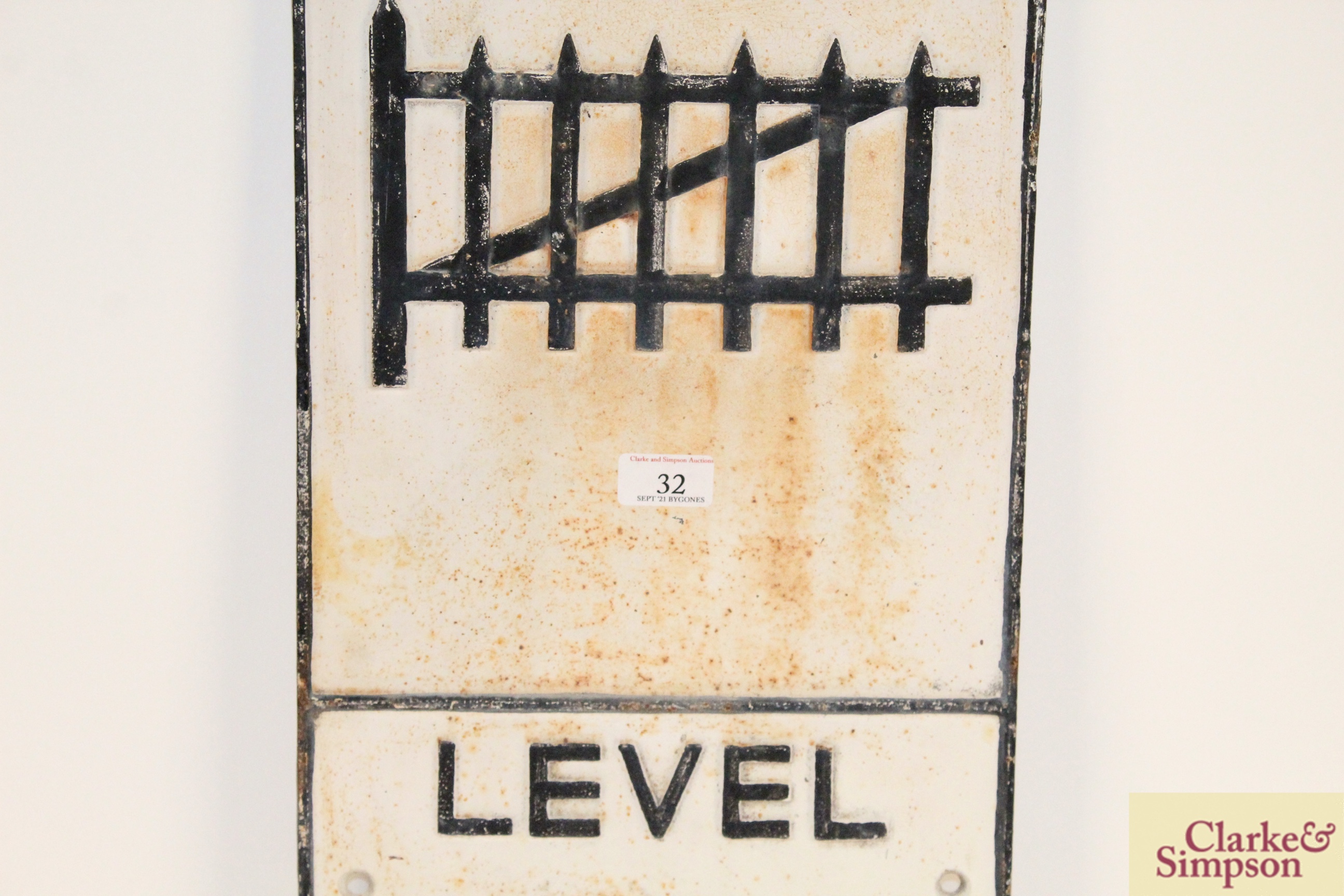 A cast metal road sign "Level Crossing", 24" x 11½ - Image 3 of 5