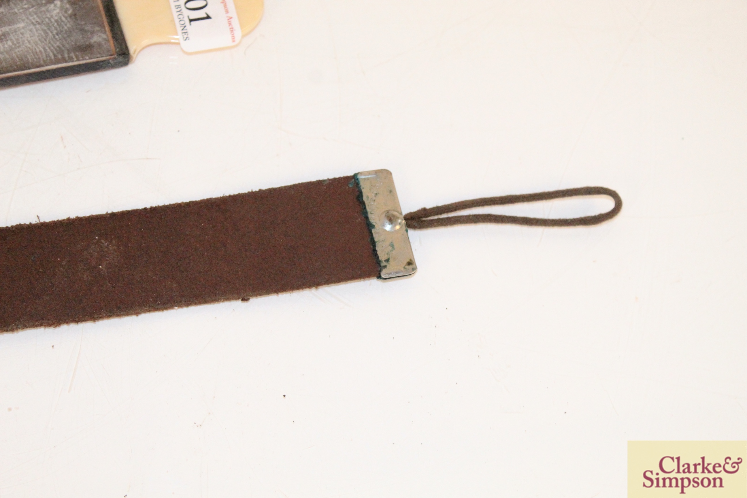 A cushion convex razor strop; a smaller similar an - Image 3 of 5