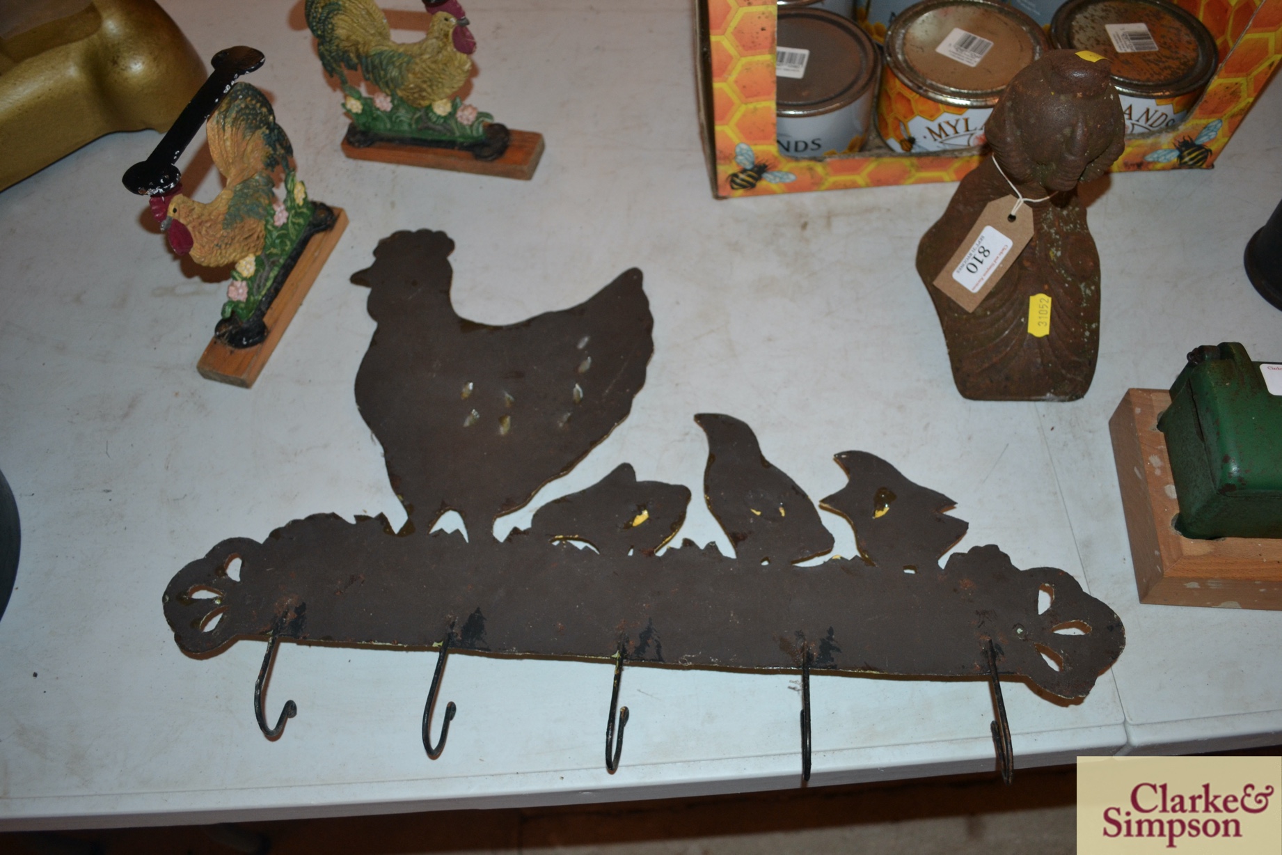 A metalware hen and chicks decorated coat hook an - Image 3 of 6