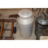 A 10 gallon alloy milk churn