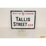 An original "Tallis Street EC4" vitreous white gla