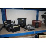 A collection of various vintage cine cameras and c