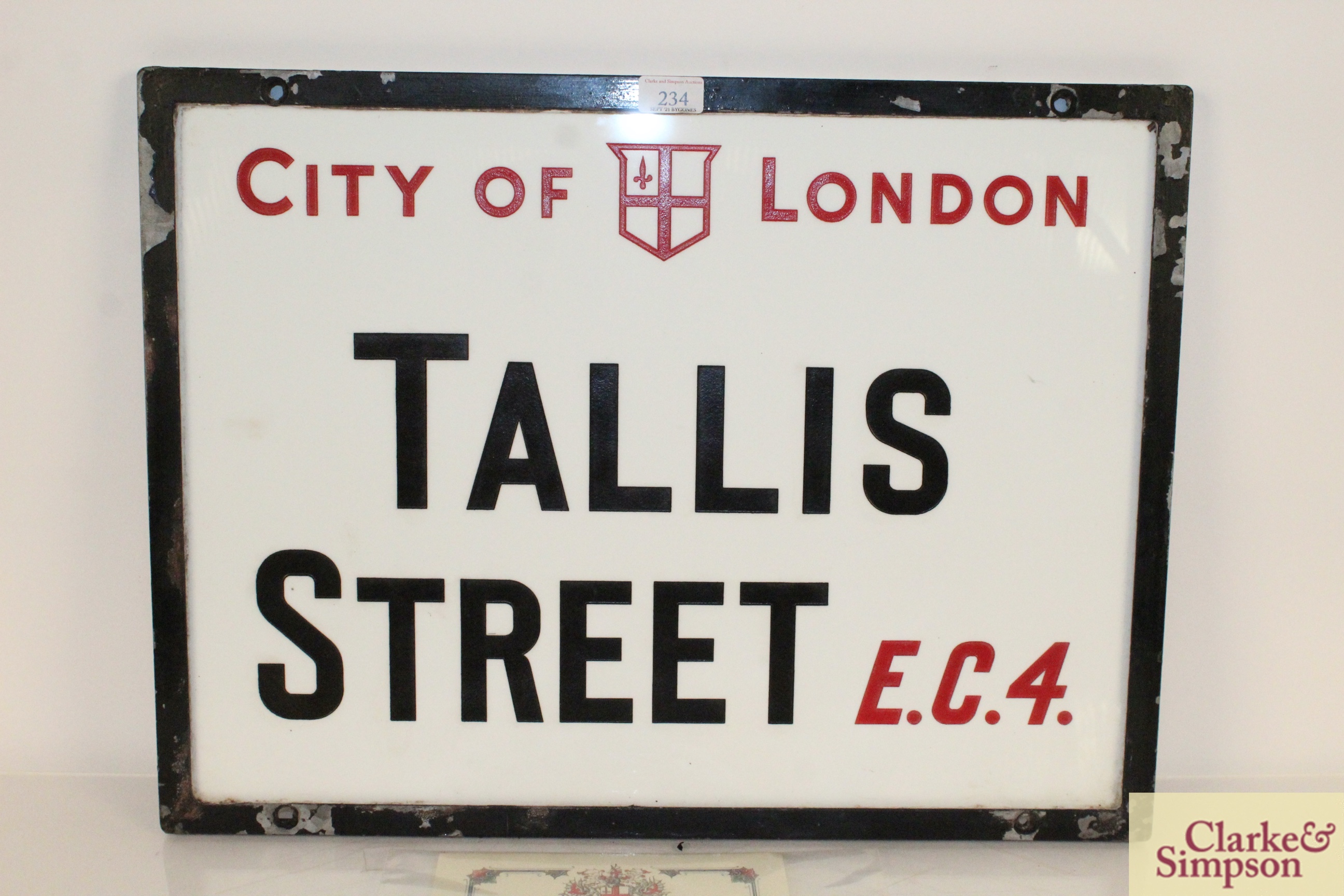 An original "Tallis Street EC4" vitreous white gla - Image 2 of 5