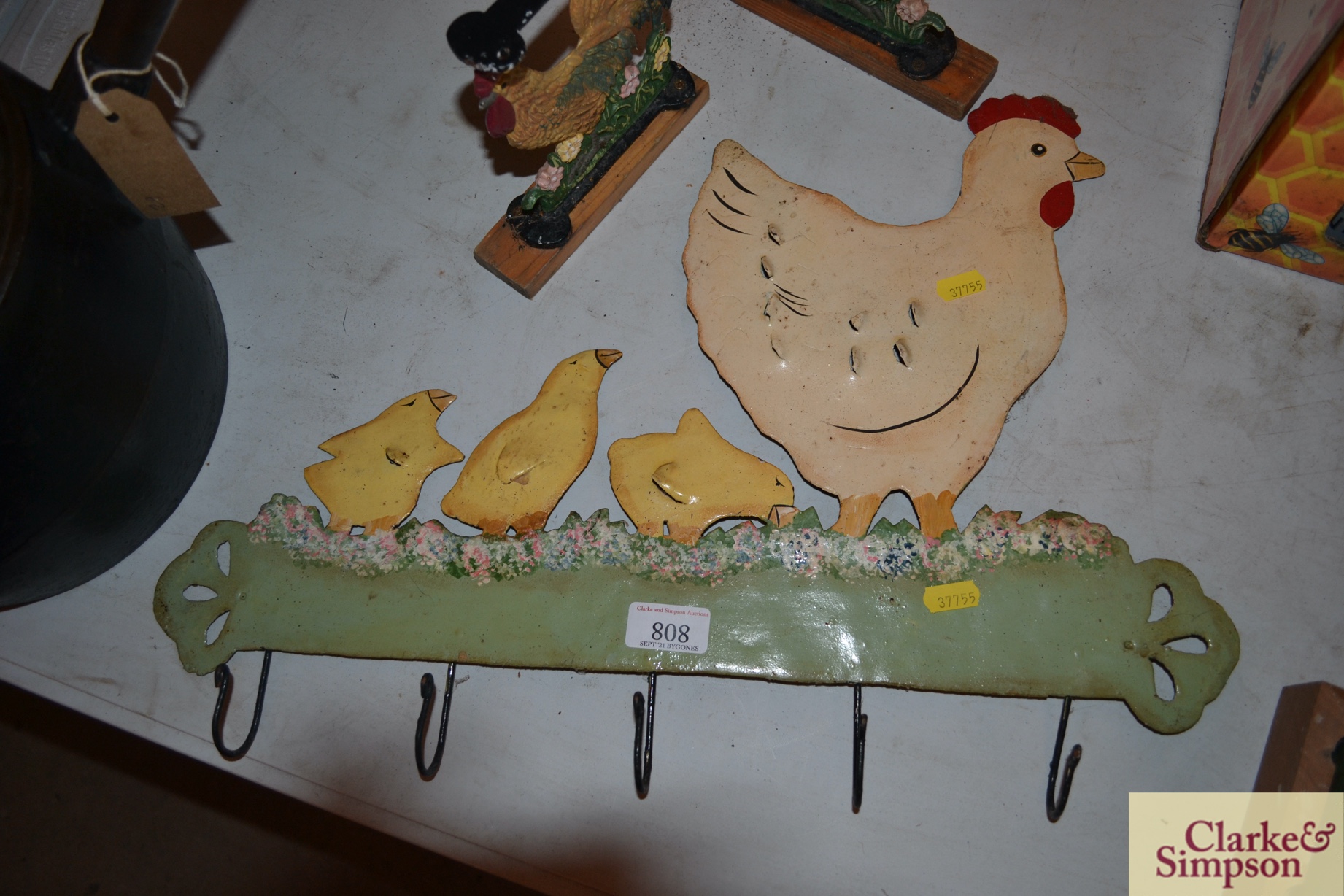 A metalware hen and chicks decorated coat hook an - Image 2 of 6