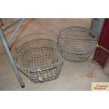 Two vintage wirework potato baskets