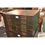 A bank of ten metal drawers