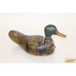 An old wooden painted decoy duck