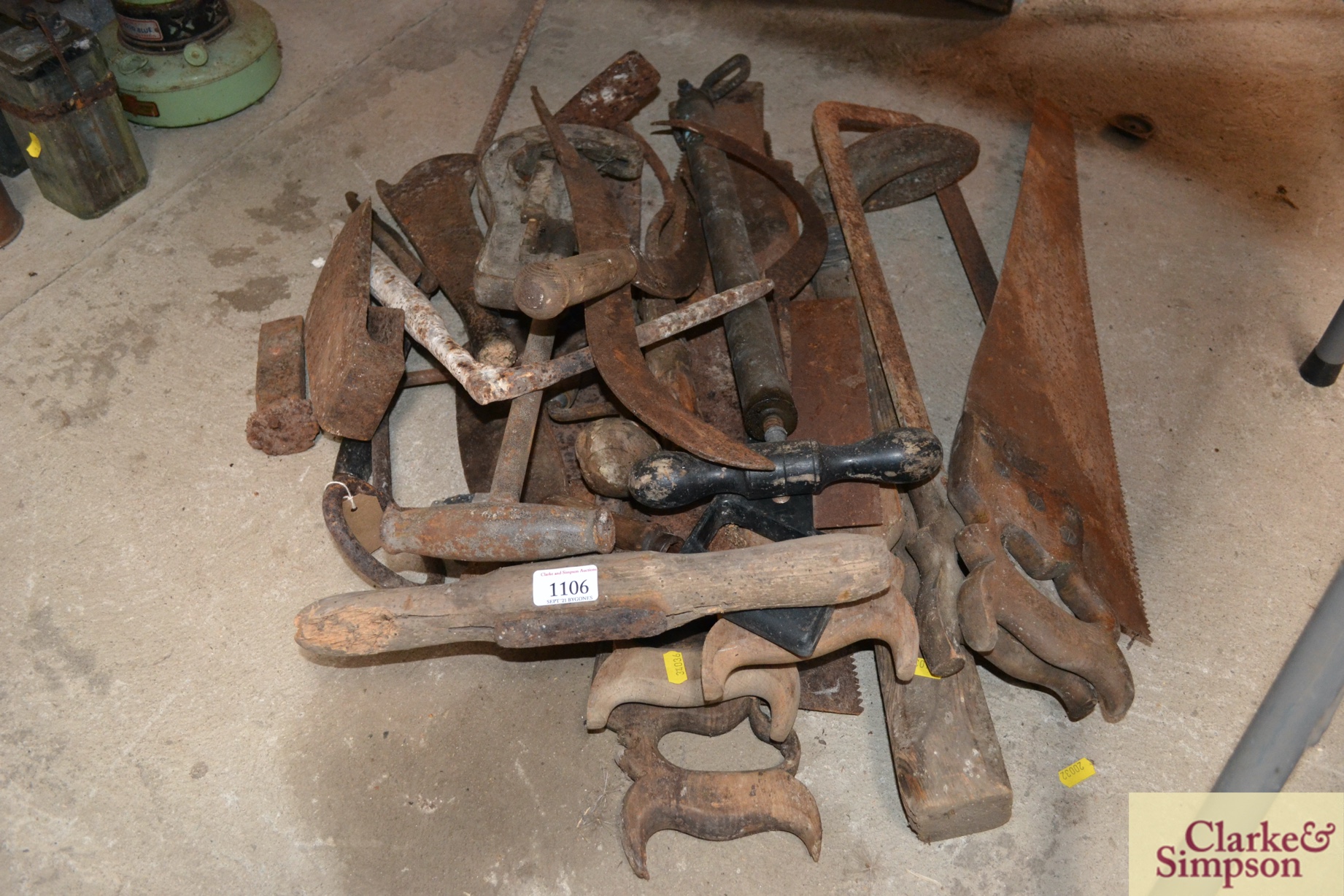 A quantity of saws, stirrup pump, axe heads, other - Image 2 of 2