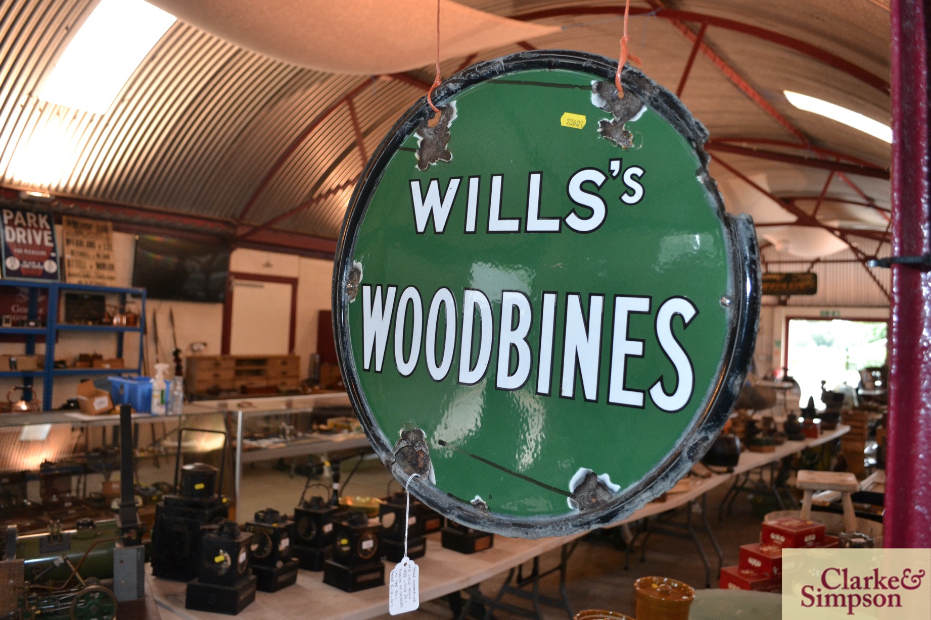 A circular double sided enamel advertising sign fo - Image 2 of 2