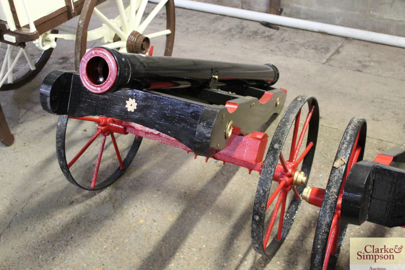 An ornamental replica field cannon with iron wheel - Image 2 of 10