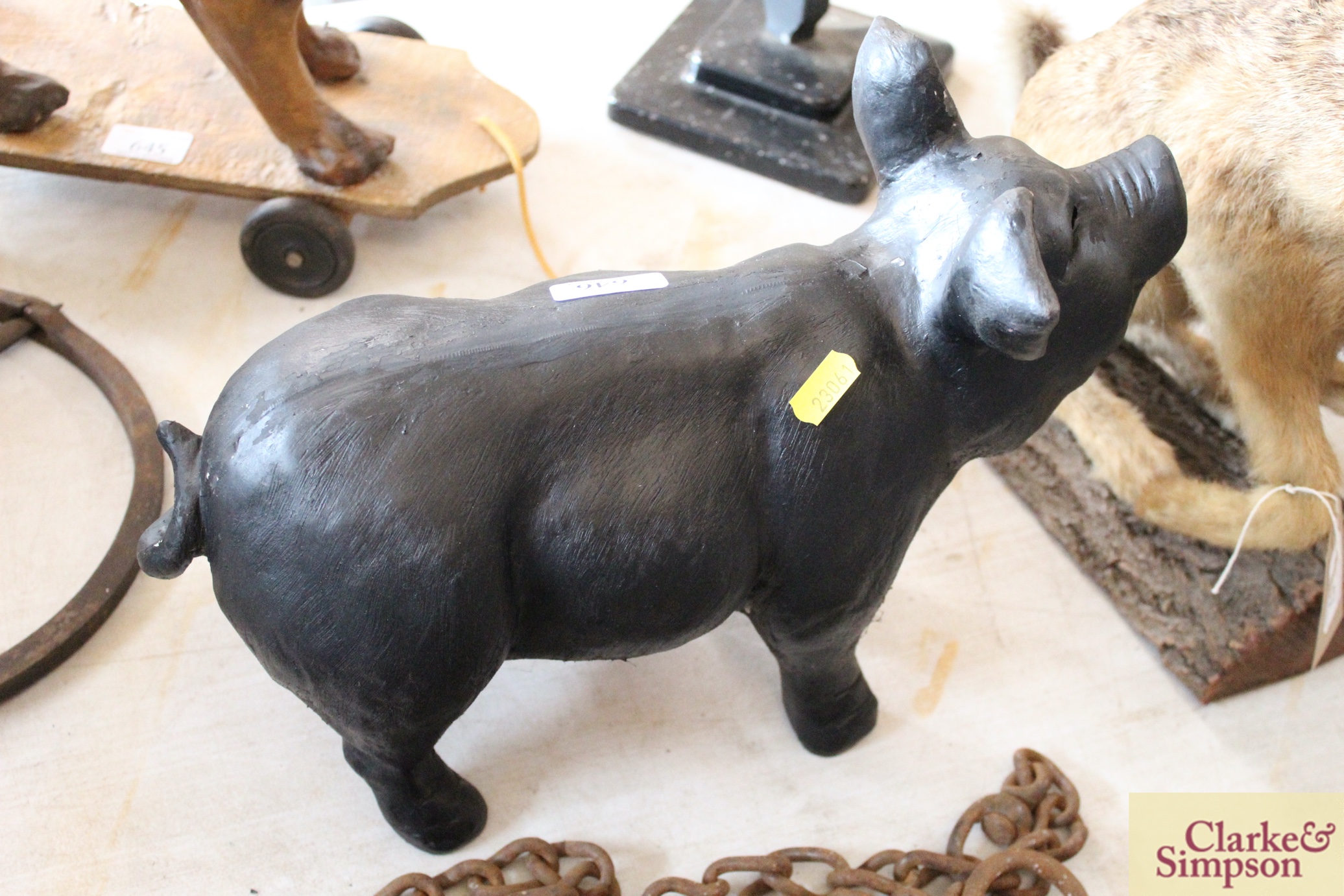 A composition humorous model of a black pig - Image 2 of 3