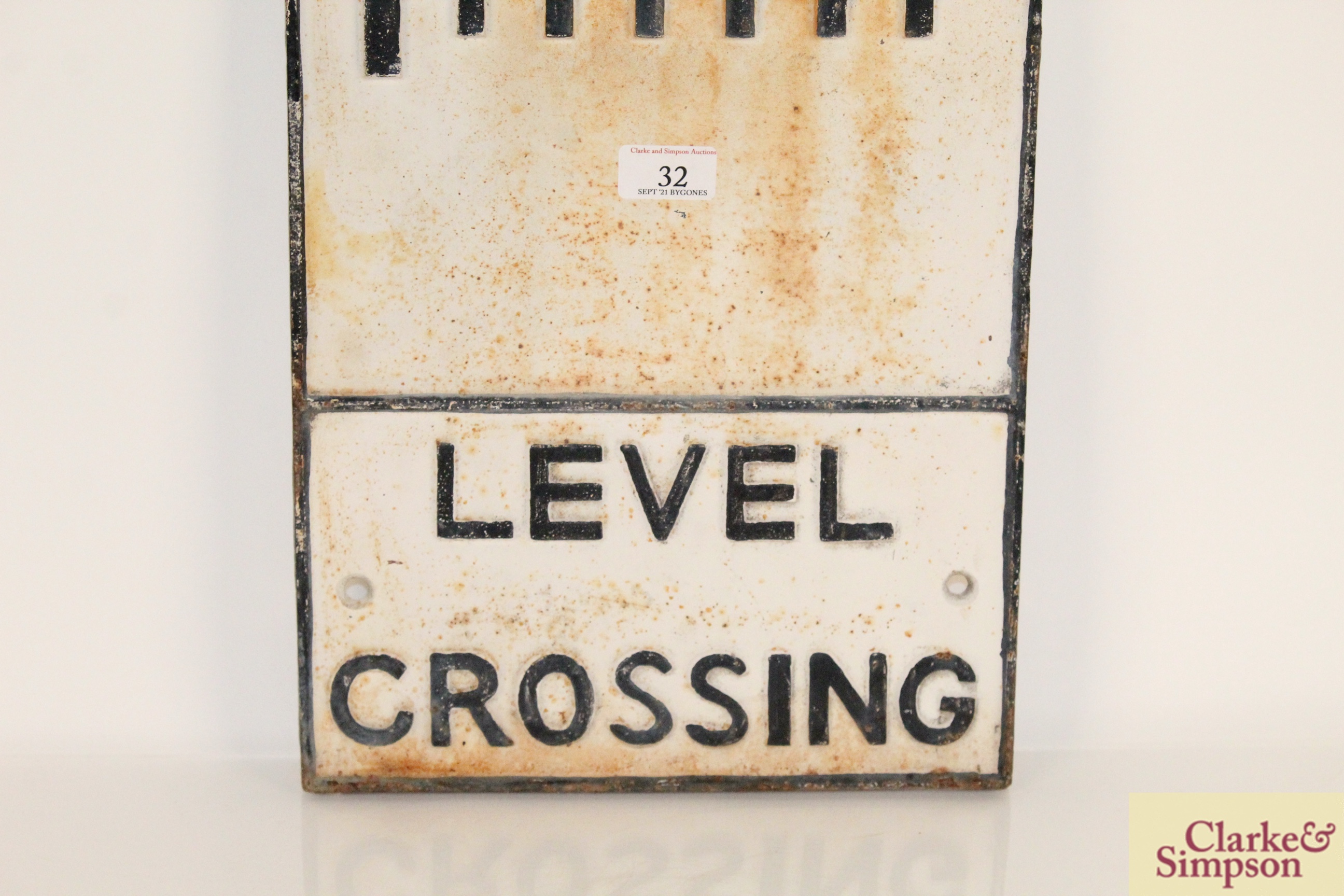 A cast metal road sign "Level Crossing", 24" x 11½ - Image 4 of 5