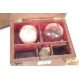 A mahogany cased cupping set, incomplete and box A