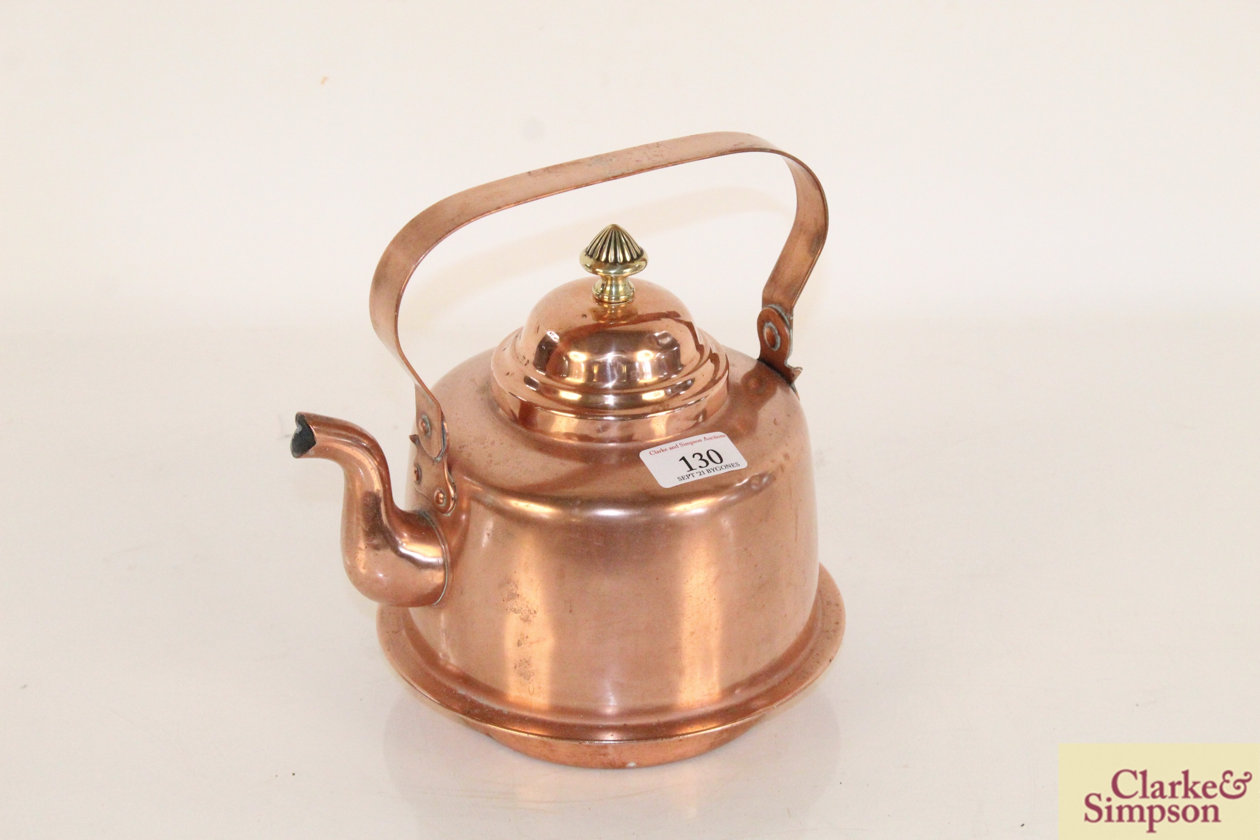 A Skultuna pot bellied stove copper kettle with sw