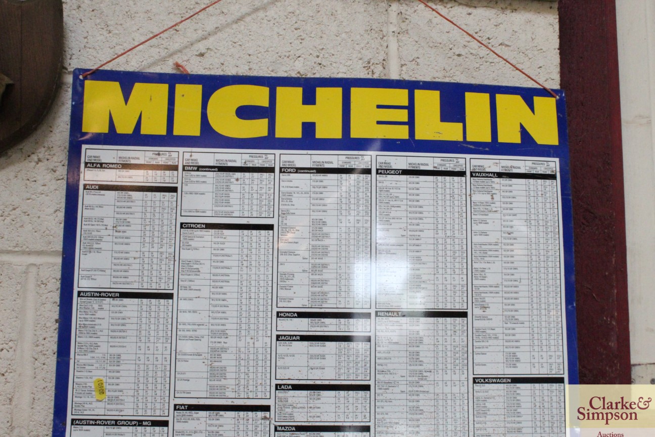 A tin Michelin Tyre Pressure chart, approx. 34" x 25" - Image 2 of 4