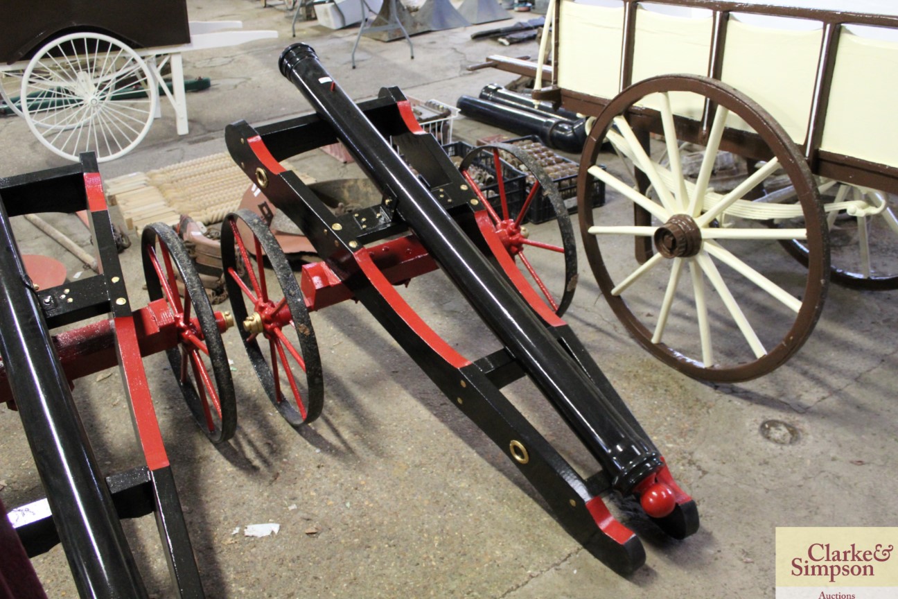 An ornamental replica field cannon with iron wheel - Image 3 of 10